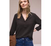 Shirtbluse STREET ONE, Damen, Gr. 38, espresso braun, Web, 100% Baumwolle, unifarben, klassisch normal, V-Ausschnitt, Bündchen, Blusen, mit 3/4 Ärmeln (43977836-38) espresso braun