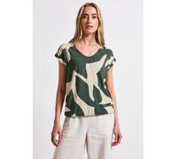 Shirtbluse STREET ONE, Damen, Gr. 38, grün (mid grün), Stoff, 100% Viskose, bedruckt, normal normal, V-Ausschnitt, Umschlagbund, Blusen, aus softer Viskose (65678863-38) mid grün