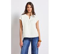 Street One Bluse A345803 mit Tape-Details, 100% Baumwolle, ärmellos, Weiß, Gr. 38