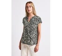 Shirtbluse STREET ONE, Damen, Gr. 40, blau (tiefblau), Stoff, 100% Viskose, bedruckt, normal normal, V-Ausschnitt, abgesteppt, Blusen, mit allover Print (53537913-40) tiefblau