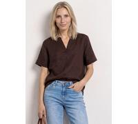 Shirtbluse STREET ONE, Damen, Gr. 40, espresso braun, Web, 60% Leinen, 40% Baumwolle, unifarben, normal normal, Rundhals, Bündchen, Blusen, mit Leinenanteil (23275558-40) espresso braun