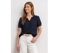 Shirtbluse STREET ONE, Damen, Gr. 42, tiefblau, Stoff, 88% Viskose, 12% Polyamid, unifarben, normal normal, Rundhals, abgesteppt, Blusen, aus softer Viskose (30228761-42) tiefblau