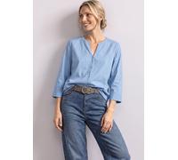 Shirtbluse STREET ONE, Damen, Gr. 46, original blau, Stoff, 100% Viskose, unifarben, klassisch normal, Rundhals, Bündchen, Blusen, mit 3/4 Ärmeln (90719125-46) original blau
