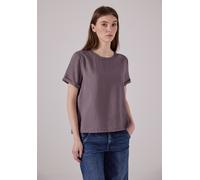 Shirtbluse STREET ONE STUDIO, Damen, Gr. 34, rosa (hazy rose), Stoff, 88% Viskose, 12% Polyamid, unifarben, casual, gerade normal, Rundhals, Kurzarm Bündchen, Blusen, aus softem Materialmix (89111426-