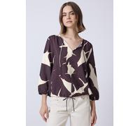 Shirtbluse STREET ONE STUDIO, Damen, Gr. 36, rot (fudge rot), Stoff, 88% Viskose, 12% Polyamid, gemustert, normal normal, Rundhals, elastischer Bund, Blusen, mit Tunnelzug am Saum (88602148-36) fudge 