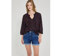 Shirtbluse STREET ONE STUDIO, Damen, Gr. 40, lila (very berry), Stoff, 70% Viskose, 30% Baumwolle, gemustert, klassisch normal, Rundhals, Bündchen, Blusen, mit allover Print (71434060-40) very berry