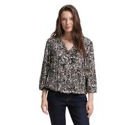 Shirtbluse TOM TAILOR, Damen, Gr. 36, blau (navy abstract dot design), Web, Obermaterial: 100% Viskose, bedruckt, regular fit taillenbedeckt, V-Ausschnitt, elastischer Bund, Blusen, mit All-Over Print