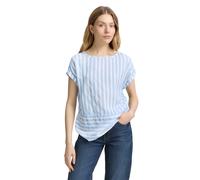 Shirtbluse TOM TAILOR, Damen, Gr. 40, blau (sanftes weiß blau vertical stripe), Obermaterial: 100% Viskose, gestreift, loose fit Po-bedeckend, Rundhals, Blusen, mit Streifen Muster (51425038-40) sanft