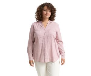 Shirtbluse TOM TAILOR PLUS "TTP Blouse", Damen, Gr. 46, rosa (wineberry rose), Web, Obermaterial: 100% Baumwolle, kariert, regular fit hüftbedeckend, V-Ausschnitt, Aufschlag, Blusen, mit aufgesetzten