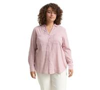 Shirtbluse TOM TAILOR PLUS "TTP Blouse", Damen, Gr. 52, rosa (wineberry rose), Web, Obermaterial: 100% Baumwolle, kariert, regular fit hüftbedeckend, V-Ausschnitt, Aufschlag, Blusen, mit aufgesetzten