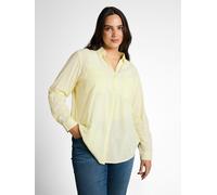 Shirtbluse TOM TAILOR PLUS "TTP Blouse", Damen, Gr. 54, soft lemon, Web, Obermaterial: 100% Baumwolle, regular fit hüftbedeckend, V-Ausschnitt, Aufschlag, Blusen, mit aufgesetzten Brusttaschen (144218