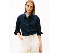 Shirtbluse TOMMY HILFIGER "CORDUROY RELAXED SHIRT", Damen, Gr. 36, schwarz night navy, Web, Obermaterial: 100% Baumwolle, relaxed fit, Blusen Shirtbluse (82692243-36)