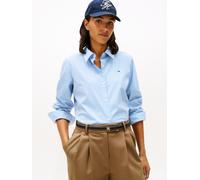 Shirtbluse TOMMY HILFIGER "ESS POPLIN REGULAR SHIRT", Damen, Gr. 34, classic ithaca stp mesmerizing blau, Web, Obermaterial: 97% Baumwolle, 3% Elasthan, unifarben, regular fit Po-bedeckend, Blusen (10