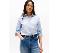 Shirtbluse TOMMY HILFIGER "ESS POPLIN REGULAR SHIRT", Damen, Gr. 46, breezy blau, Web, Obermaterial: 97% Baumwolle, 3% Elasthan, unifarben, regular fit Po-bedeckend, Blusen (53952227-46) breezy blau