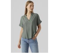 Shirtbluse VERO MODA "VMBEAUTY SS TOP GA NOOS", Damen, Gr. L, grün (laurel wreath), Web, Obermaterial: 100% Viskose, unifarben, normal, V-Ausschnitt, Blusen, Viskose, regular fit (40249745-L) laurel w