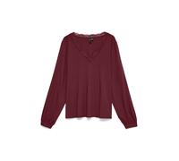 Shirtbluse VERO MODA "VMBELLA LS LACE TOP WVN", Damen, Gr. M, rot (windsor wine), Web, Obermaterial: 97% Viskose, 3% Elasthan, unifarben, loose fit normal, V-Ausschnitt, elastischer Bund, Blusen, Visk