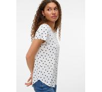 Shirtbluse VERO MODA "VMBELLA SS TOP AOP WVN GA", Damen, Gr. XS, weiß (snow weiß aop:carla dot navy blazer), Web, Obermaterial: 97% Viskose, 3% Elasthan, bedruckt, normal hüftbedeckend, Rundhals, Blus
