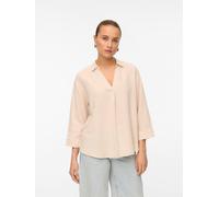 Shirtbluse VERO MODA "VMLINN 3/4 TOP WVN GA NOOS", Damen, Gr. S (36), gelb (moonbeam), Web, Obermaterial: 55% Leinen, 45% Viskose, unifarben, loose fit Po-bedeckend, V-Ausschnitt, Blusen Shirtbluse (4