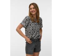 Shirtbluse VERO MODA "VMMENNY LACE SS TOP WVN GA", Damen, Gr. XS, birch aop:camille, Web, Obermaterial: 100% Viskose, bedruckt, regular fit normal, Rundhals, Blusen, Viskose, regular fit (50203534-XS)