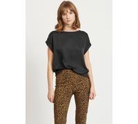 Vila Damen Viellette S/S Satin Top/Su Noos T-Shirt, Schwarz, 42 EU