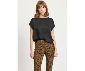 Shirtbluse VILA "VIELETTE", Damen, Gr. 44, schwarz, Jersey, Obermaterial: 100% Polyester. Rücken: 97% Viskose, 3% Elasthan, gepflegt, bequem hüftlang, Rundhals, mit Umschlag, Blusen Shirtbluse, Vorder