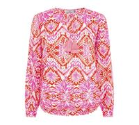 Shirtbluse ZWILLINGSHERZ ""Tröpfchen"", Damen, Gr. L/XL (L/XL), rot, Web, Obermaterial: 100% Baumwolle, gemustert, loose fit hüftlang, Serafino, Blusen, Tasseln,Pom Pom Besatz, Langarm (15514831-LXL) 