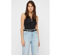 Shirtbody PIECES "PCILU", Damen, Gr. S, N-Gr, schwarz, Jersey, Obermaterial: 85% Polyamid, 15% Elasthan. Spitze: 100% Polyamid, unifarben, eng, V-Ausschnitt, Bodys Shirtbody (89254851-S) schwarz