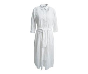 Shirtcollar Dress with 3/4 sleeves, belt half placket 38