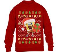 Shirtgeil Weihnachtspullover Spongebob Weihnachten Nickelodeon Kinder Pullover Sweatshirt 116 Rot
