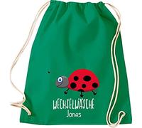 Shirtinstyle Kinder Turnbeutel, Marienkäfer, Wechselwäsche mit Wunschtext, Tiere Zoo Kindertag Beutel, Farbe Kellygreen