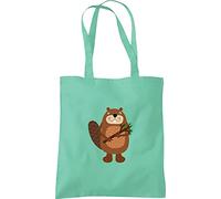 Shirtinstyle Stoffbeutel, Baumwolltasche lustige Tiere Biber, Kinder, Tiere Zoo Kindertag Familie, Farbe Graphitegrey