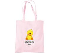 Shirtinstyle Stoffbeutel, Baumwolltasche lustige Tiere Ente, Wechselwäsche mit Wunschnamen, Einschulung, Kita, Schule, Kinder, Tiere Zoo Kindertag Familie, Farbe Pastelbluegreen