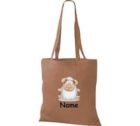 Shirtinstyle Stoffbeutel Tasche, Tiermotiv Schaf mit Wunschnamen, Natur Zoo Tiere Animal, Geschenk, Baumwolltasche, Logo, Spruch, Verwandschaft, Motiv, Farbe Gruen