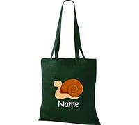 Shirtinstyle Stoffbeutel Tasche, Tiermotiv Schnecke mit Wunschnamen, Natur Zoo Tiere Animal, Geschenk, Baumwolltasche, Logo, Spruch, Verwandschaft, Motiv, Farbe Natur