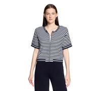 Shirtjacke BETTY BARCLAY "Damen mit Reißverschluss", Damen, Gr. 46, weiß, dunkelblau, Rippware, Obermaterial: 95% Baumwolle, 5% Elasthan, gerade normal, Rundhals, Shirts Shirtjacke (16335027-46) weiß,