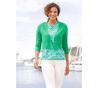 Shirtjacke CASUAL LOOKS "Bolero", Damen, Gr. 46, grün (grasgrün), 95% Viskose, 5% Elasthan, unifarben, V-Ausschnitt, Shirts Shirtjacke (81122002-46) grasgrün