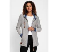 Shirtjacke CASUAL LOOKS "Shirtjacke", Damen, Gr. 44, blau (steingrau, rauchblau), 60% Polyester, 40% Baumwolle, gemustert, mehrfarbig, Shirts Shirtjacke (96462249-44) steingrau, rauchblau