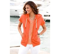 Shirtjacke CASUAL LOOKS "Sweatjacke", Damen, Gr. 40, orange, 100% Baumwolle, unifarben, Shirts Shirtjacke (19932327-40) orange