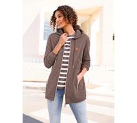 Shirtjacke CASUAL LOOKS "Sweatjacke", Damen, Gr. 42, grau (dunkeltaupe), 100% Baumwolle, unifarben, Shirts Shirtjacke (90202834-42) dunkeltaupe