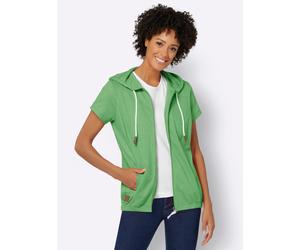 Shirtjacke CASUAL LOOKS "Sweatjacke", Damen, Gr. 42, grün (apfel), 100% Baumwolle, unifarben, Shirts Shirtjacke (19625526-42) apfel