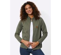Shirtjacke CASUAL LOOKS "Sweatjacke", Damen, Gr. 42, grün (khaki), 100% Baumwolle, unifarben, Shirts Shirtjacke (90187746-42) khaki