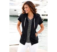 Shirtjacke CASUAL LOOKS "Sweatjacke", Damen, Gr. 42, schwarz, 100% Baumwolle, unifarben, Shirts Shirtjacke (57724325-42) schwarz