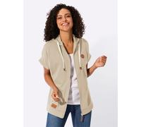 Shirtjacke CASUAL LOOKS "Sweatjacke", Damen, Gr. 46, beige, 50% Baumwolle, 50% Polyester, unifarben, Shirts Shirtjacke (23747216-46) beige