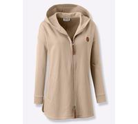 Shirtjacke CASUAL LOOKS "Sweatjacke", Damen, Gr. 46, beige, 80% Baumwolle, 20% Polyester, unifarben, Shirts Shirtjacke (20828341-46) beige