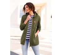 Shirtjacke CASUAL LOOKS "Sweatjacke", Damen, Gr. 46, grün (oliv), 100% Baumwolle, unifarben, Shirts Shirtjacke (24881823-46) oliv