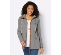Shirtjacke CASUAL LOOKS "Sweatjacke", Damen, Gr. 48, grau (steingrau, meliert), 88% Baumwolle, 12% Polyester, meliert, Shirts Shirtjacke (19673122-48) steingrau, meliert