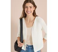 Shirtjacke CECIL, Damen, Gr. L (42), vanilleweiß, Jersey, Obermaterial: 64% Polyester, 34% Viskose, 2% Elasthan, unifarben, lässig geschnitten hüftbedeckend, V-Ausschnitt, abgesteppte Kante, Shirts Sh