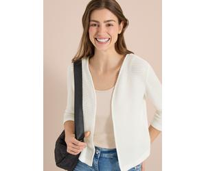 Shirtjacke CECIL, Damen, Gr. XL (44), weiß (vanilleweiß), Jersey, Obermaterial: 64% Polyester, 34% Viskose, 2% Elasthan, unifarben, lässig geschnitten hüftbedeckend, V-Ausschnitt, abgesteppte Kante, S