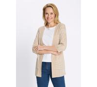 Shirtjacke CLASSIC BASICS "Long-Shirtjacke", Damen, Gr. 40, beige, ecru, bedruckt, 100% Baumwolle, bedruckt, gemustert, V-Ausschnitt, Shirts Shirtjacke (58659323-40) beige, ecru, bedruckt