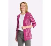 Shirtjacke CLASSIC BASICS "Long-Shirtjacke", Damen, Gr. 44, magenta, ecru, bedruckt, 100% Baumwolle, bedruckt, gemustert, V-Ausschnitt, Shirts Shirtjacke (81247413-44) magenta, ecru, bedruckt